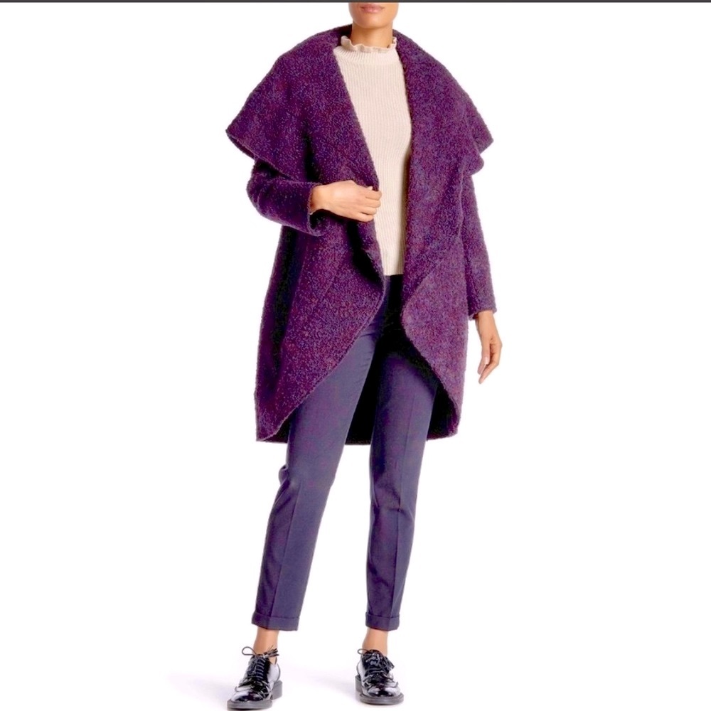 Zac Posen Cobalt & Plum Purple Boucle Coat Women’s Size Large NWT
